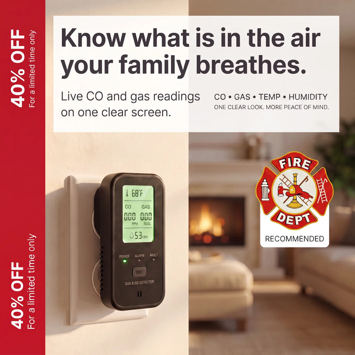 SENSZO 4-in-1 CO & Gas Detector