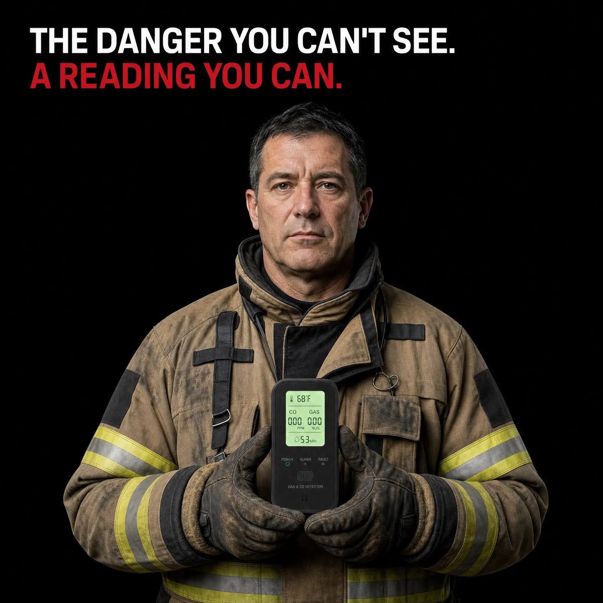 Firefighter holding SENSZO detector